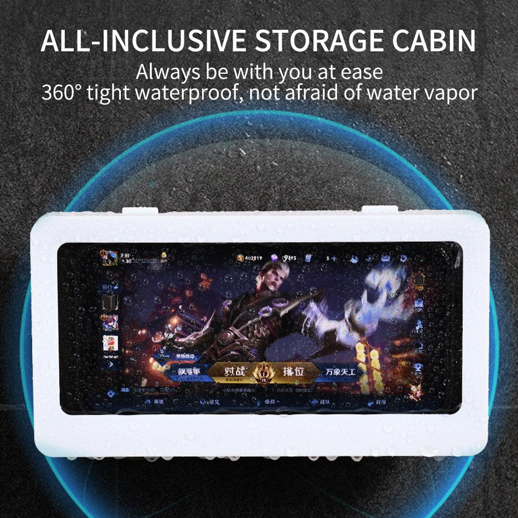 White Phone Holder Waterproof Phone Case Bathroom Shower Phone Holder Stand Box Wall Mounted Shower Case Bracket Full Body Waterproof Shockproof Phone Case Clear Protective Cover Case Stevvex