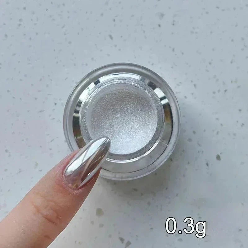 Moonlight Mirror Nail Powder Aurora Silver Glitter Metallic Effect UV Gel Polish for Manicure DIY Nail  Art Design Decoration