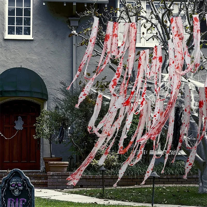 Haunted House Home Scene Decoration 3m/5m Halloween Bloody Gauze Bandage Warning Isolation Belt Horror Props For Halloween Party Lootquake LLC