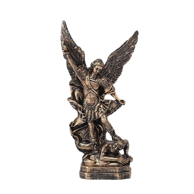 Archangel Miguel Religious Statue, 5.12Inch Miguel Battle Sculpture Religious Collectible for Home Decors