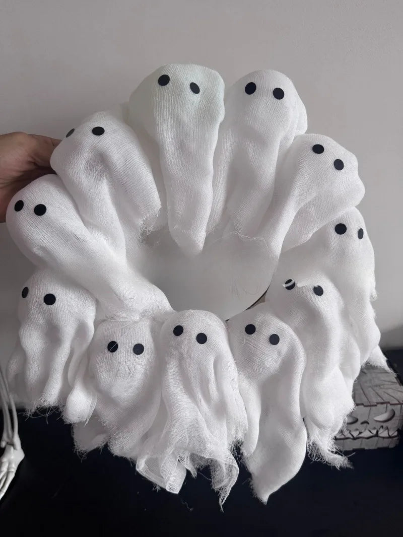 Modern Lit Ghosts Wreath Aesthetic Halloween Home Decor Luxury Wall Decoration Cute Halloween Wall Decors Interior Decorations Lootquake LLC