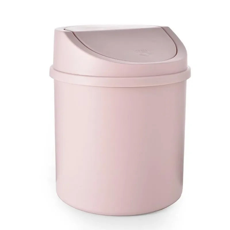 Mini Desktop Bin Small Trash Can Tube with Cover Bedroom Trash Can Garbage Can Clean Workspace Storage Box Lootquake LLC
