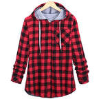 Multicolor Checked Hooded Cardigan for Women Pi-Mart