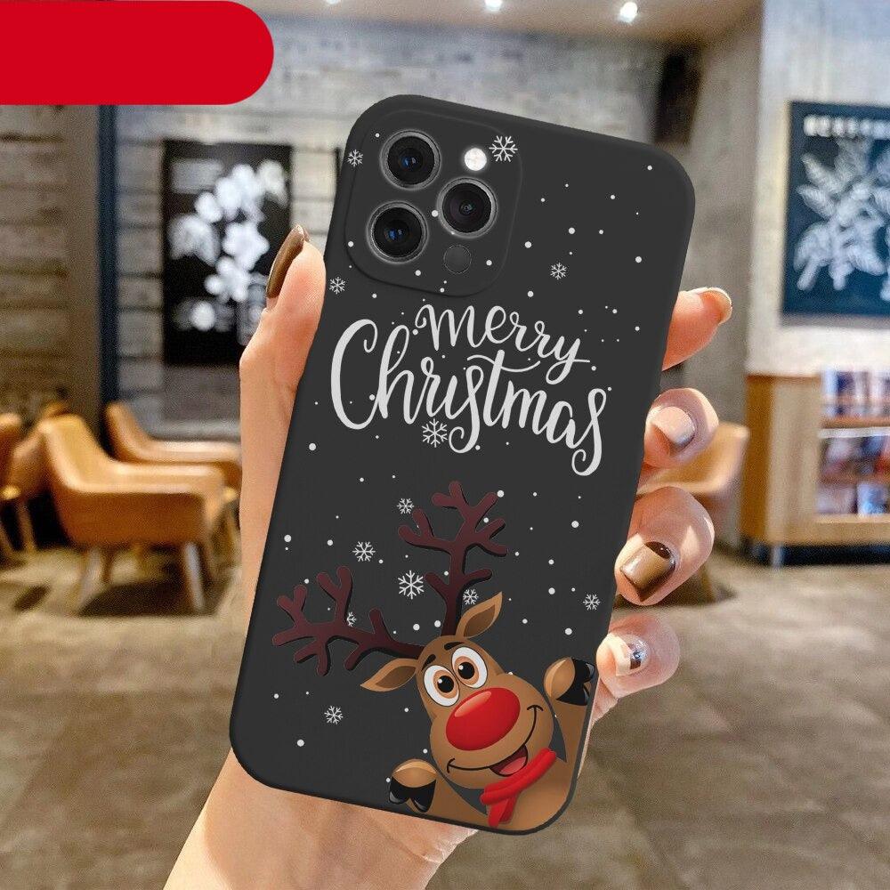 Christmas Pattern Design Red Silicone Phone Cover Anti-Scratch Soft Slim Bumper Shockproof Protective Case Shockproof Phone Case For iPhone 13 14 Pro Max Merry Christmas Candy Silicone Bumper Cover Stevvex