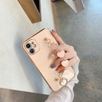 Luxury Women Silicone Phone Case Cover With Wrist Chain Bracelet for iPhone  Wristband Bracelet Hand Holder Cover for iPhone 13 12 11 Pro Max plating Case Heart Chain Cases for iPhone 7 8 Plus XR XS Max X Stevvex