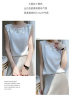 new woman clothing vest camis Tank top women's suit bottom lace lining 2024 summer new silk satin sleeveless top suspender vests
