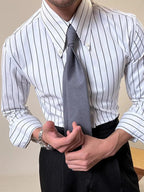Vintage Striped Printed Slim Shirts Mens Casual Long Sleeve Lapel Buttoned Shirt 2025 Spring Fall Mens Shirt Naple Style Clothes Lootquake LLC