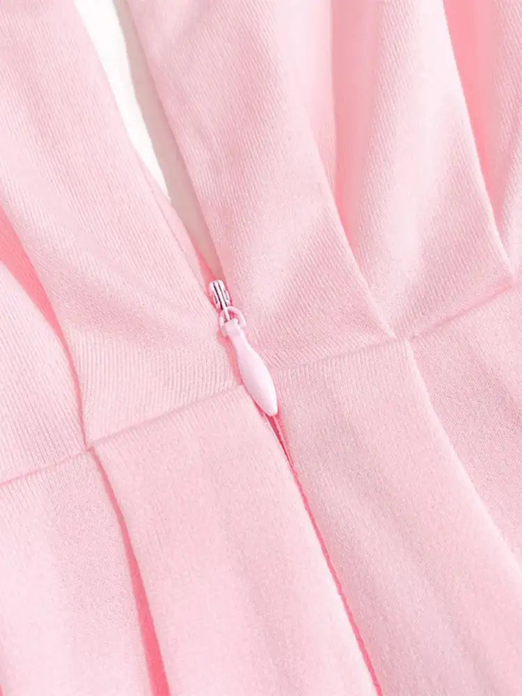 Solid Patchwork Appliques Dresses For Women Half High Collar Flare Sleeve High Waist Elegant Long Dress Female Fashion New