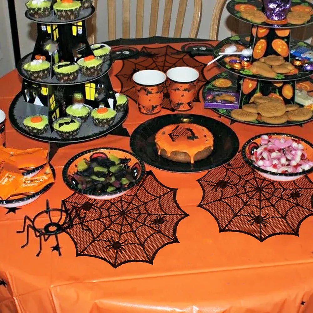 Halloween Decorations Set Spider Web Table Runner Fireplace Scarf Cover Tablecloth 3D Bats Wall Stickers Halloween Party Decor Lootquake LLC