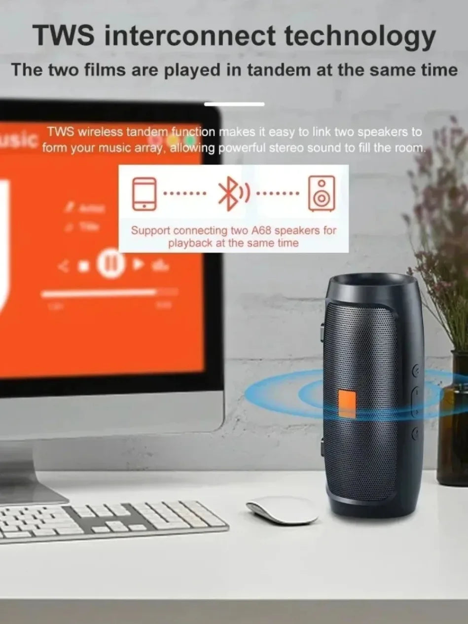 Dushoo Bluetooth Speaker Fm Voice Broadcasting Portable Subwoofer Wireless Speaker Dual Speaker Stereo Outdoor Tfusb Playback Lootquake LLC
