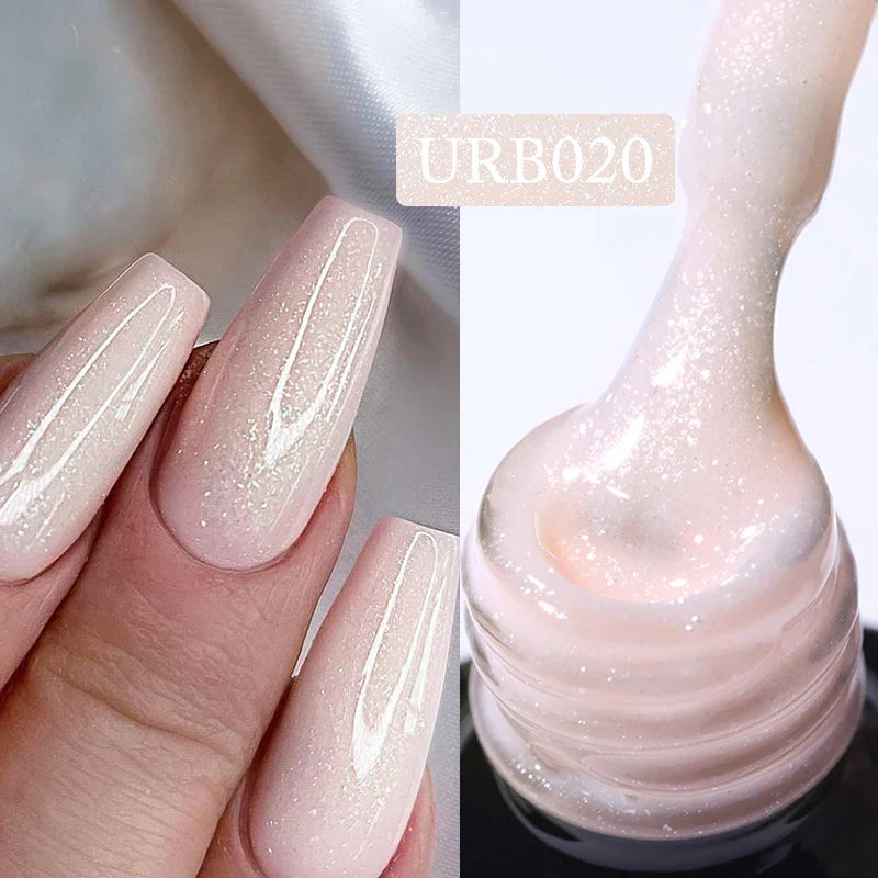 UR SUGAR Blue Color Rubber Base Gel Nail Polish Gold Glitter Base Gel Top Coat Soak Off UV LED Gel Nail Art Varnish Manicure Lootquake LLC