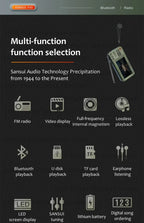 SANSUI Wireless Bluetooth Speakers Home Full-band Radio LED HD Video Player Portable MP4 Walkman Built-in Rechargeable Battery Lootquake LLC