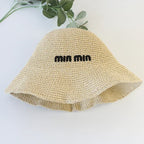2025 Letter Sun Hat for Women Straw Beach Hats Women Large Wide Brim  Foldable Hat  Fashion Designer Outdoor Korean Bucket Hat