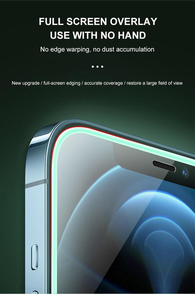 2Pcs Luminous Protective Glass For iPhone 14 13 12 11 Pro Max X XR XS Screen Protector For 7 8 6 Plus SE3 Glowing Tempered Glass  Luminous Glowing Tempered Glass Screen Protector for iPhone Stevvex