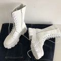 Women's Comfortable Solid Color Platform Boots, Fashion Lace Up Side Zipper Boots with Comfortable Design Lootquake LLC