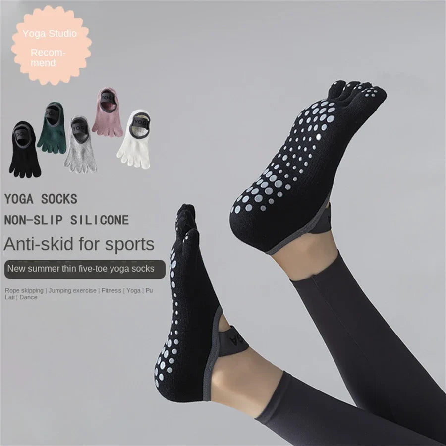 Women's five finger socks, anti slip yoga socks
