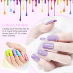 Gel Nail Polish Set, 9-piece, hypoallergenic, fragration-free, washable, advanced gel formulation for home nail and salon use
