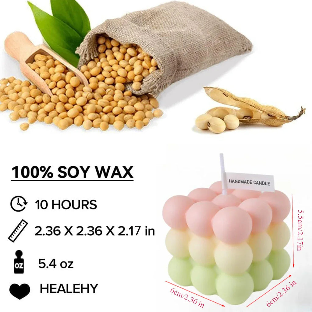 Bubble Candle Cube Fragrance Candles Handmade Scented Candle Soy Wax Candle Set for Home Decoration Wedding Party Birthday Lootquake LLC