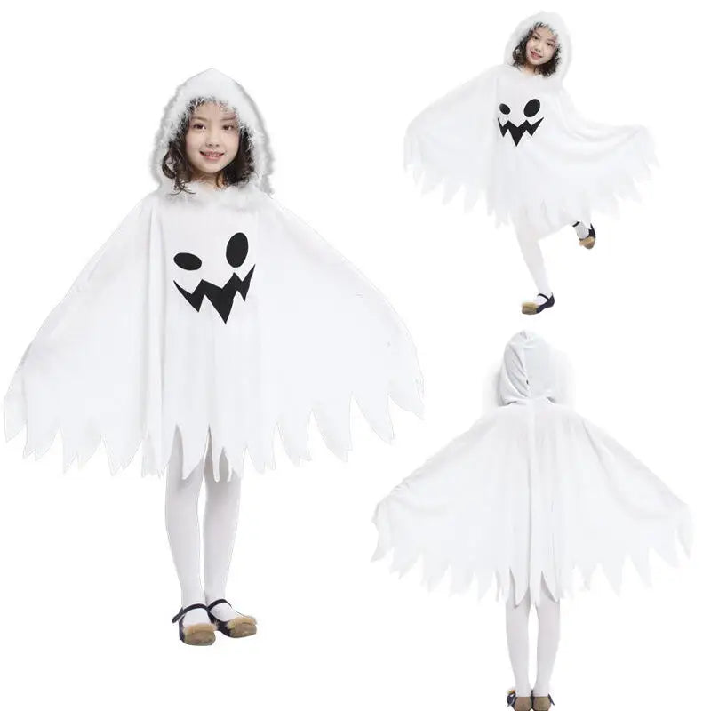 Halloween Cloak Toddler Kids Girls Boys Ghost Hooded Cosplay Costumes White Poncho Cape Christmas Dress Up Lootquake LLC