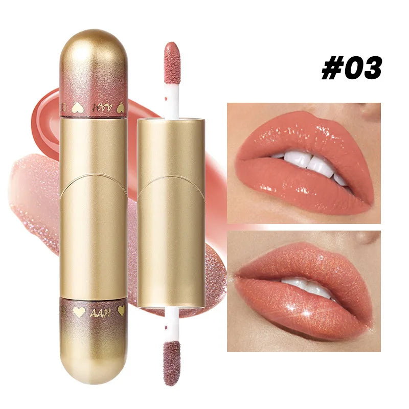 1pcs Double-head lip gloss lipstick, hydrating and moisturizing, foldable, sparkling mirror-like, nourishing lip gloss Lootquake LLC