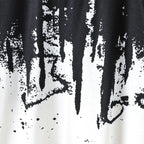 Boys' Summer Set: Cool Black & White Round-neck T-shirt with Slanted Pocket, Paired with Matching Shorts for Casual Play.