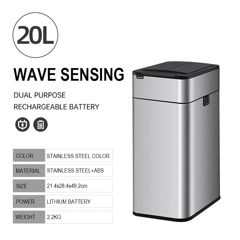 Smart Trash Can 20L 30 40 50 60 Liters Wastebasket Large Kitchen Garbage Cube Home Automatic Stainless Steel Garbage Bin Dustbin Lootquake LLC