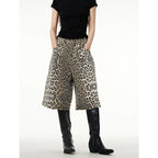 American Retro High Street Casual Overalls Leopard Print Loose Wide Leg Pants For Women Y2k Hip-hop Cargo Grunge Baggy Trousers