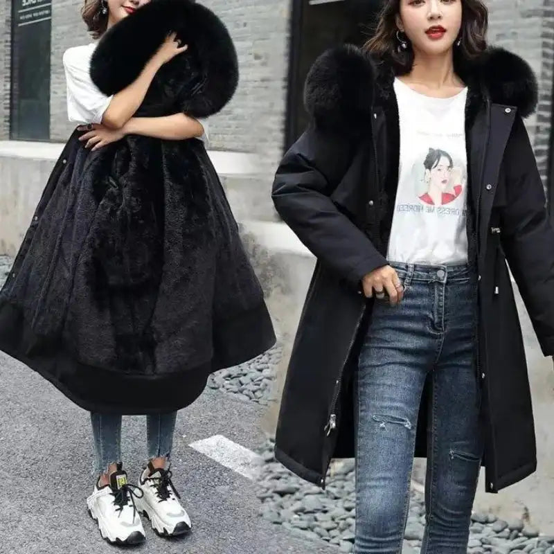 New In Coats & Jackets Women's Winter Padded Jacket Loose Casual Outerwears Fleece Hodded Windbreaker Elegant Office Lady's Coat