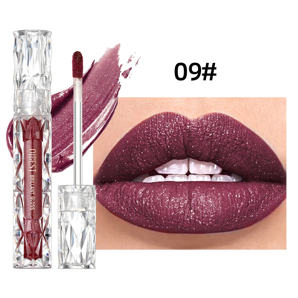 QIBEST Waterproof Diamond Shimmer Glitter Lipgloss Matte Liquid Lipstick Shiny Pearl Lip Glaze Long Lasting LipTint Women Makeup Lootquake LLC