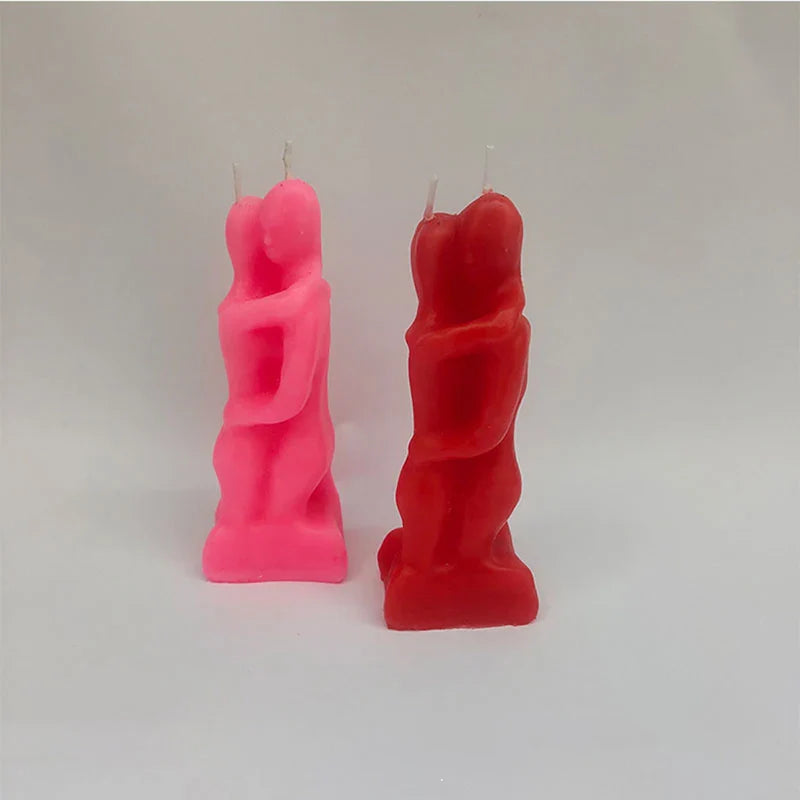 Male And Female Couple Embracing Candles Decoration Lovers Couple Candle Love Ritual Fall In Love With Me Spell, Red, Pink Lootquake LLC