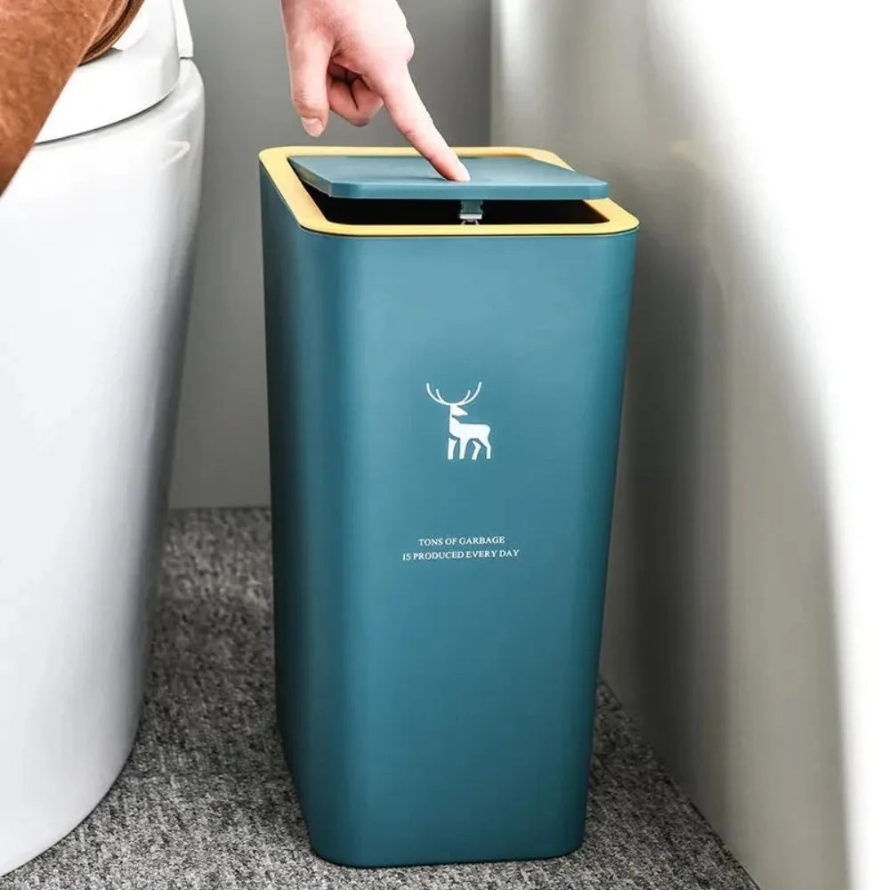 15/10L Bathroom Kitchen Trash Can with Lid Press-type Waste Bins Living Room Toilet Nordic Rectangular Garbage Bin Wastebaskets Lootquake LLC