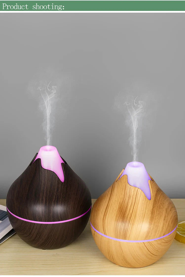 350ML USB aroma oil diffuser wood electric humidifier ultrasonic air humidifier mini aromatherapy LED light mist maker for home Lootquake LLC