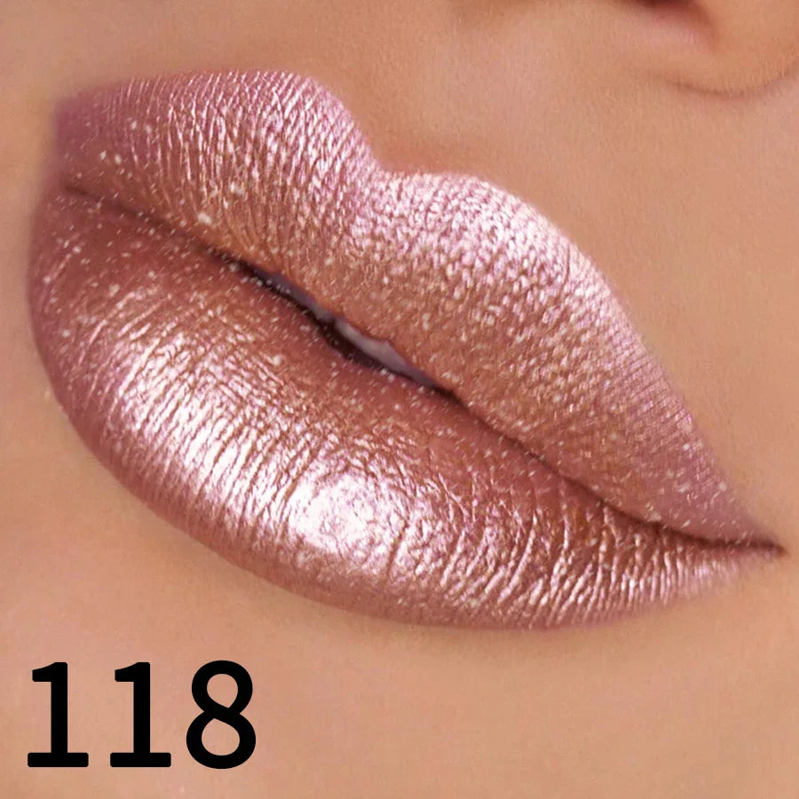 19 colors glitter lipstick hydrating red pink sparkling shine lip color highly pigmented lip tints metallic finish lip makeup Lootquake LLC