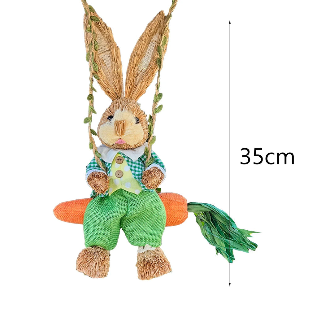 Easter Bunny Pendant Swing Rabbit Hanging Ornament for Dining Room Holiday Collections Display Home Decor Wedding Party Art Gift Lootquake LLC