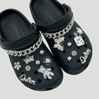 17PCS Fashion Shoe Charms Set Accessories Hole Shoe Buckle Silver Crystal Bear Chain DIY Shoes Decorations Woman Girls Gift Lootquake LLC