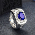 Men Ring Adjustable Top Grade Crystal Oval Ring Silver 925 Male Finger Accessories Boyfriend Engagement Accessories Lootquake LLC