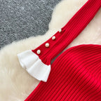 SINGREINY 2024 Hotsweet Slim Autumn Dress Women Peter pan Collar Long Sleeves Patchwork Preppy Style Mermaid Sweater Long Dress