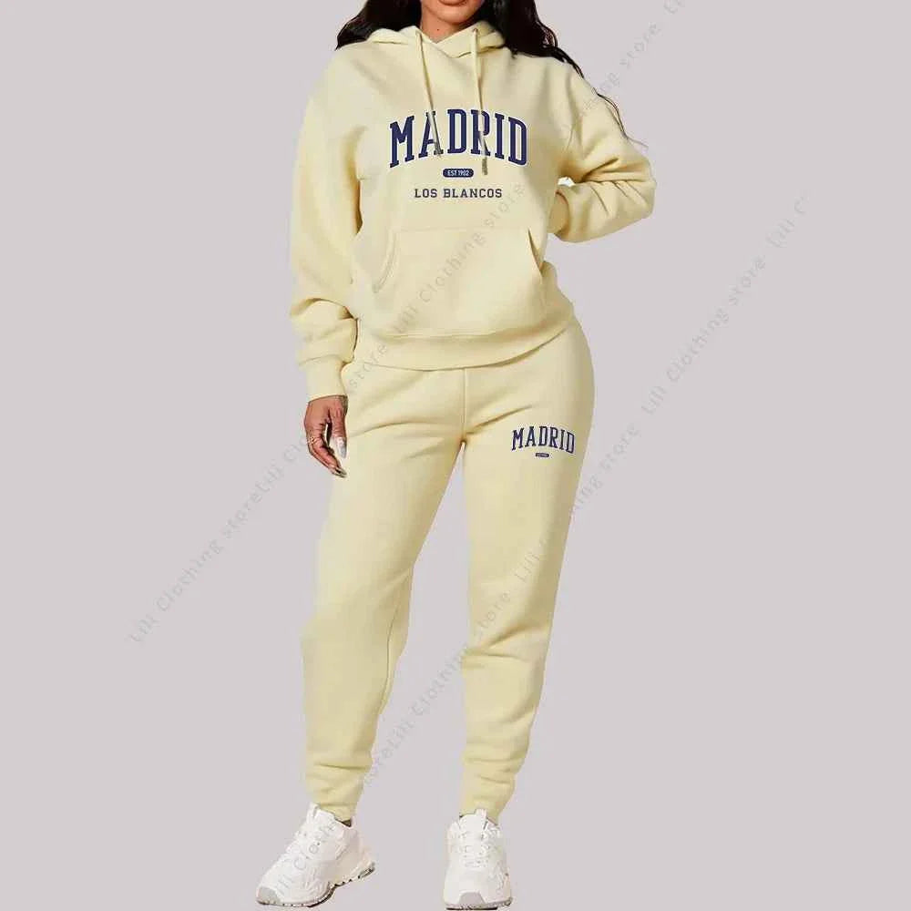 Madrid Print Women's TrackSuit 2-Piece Set THRIXINE