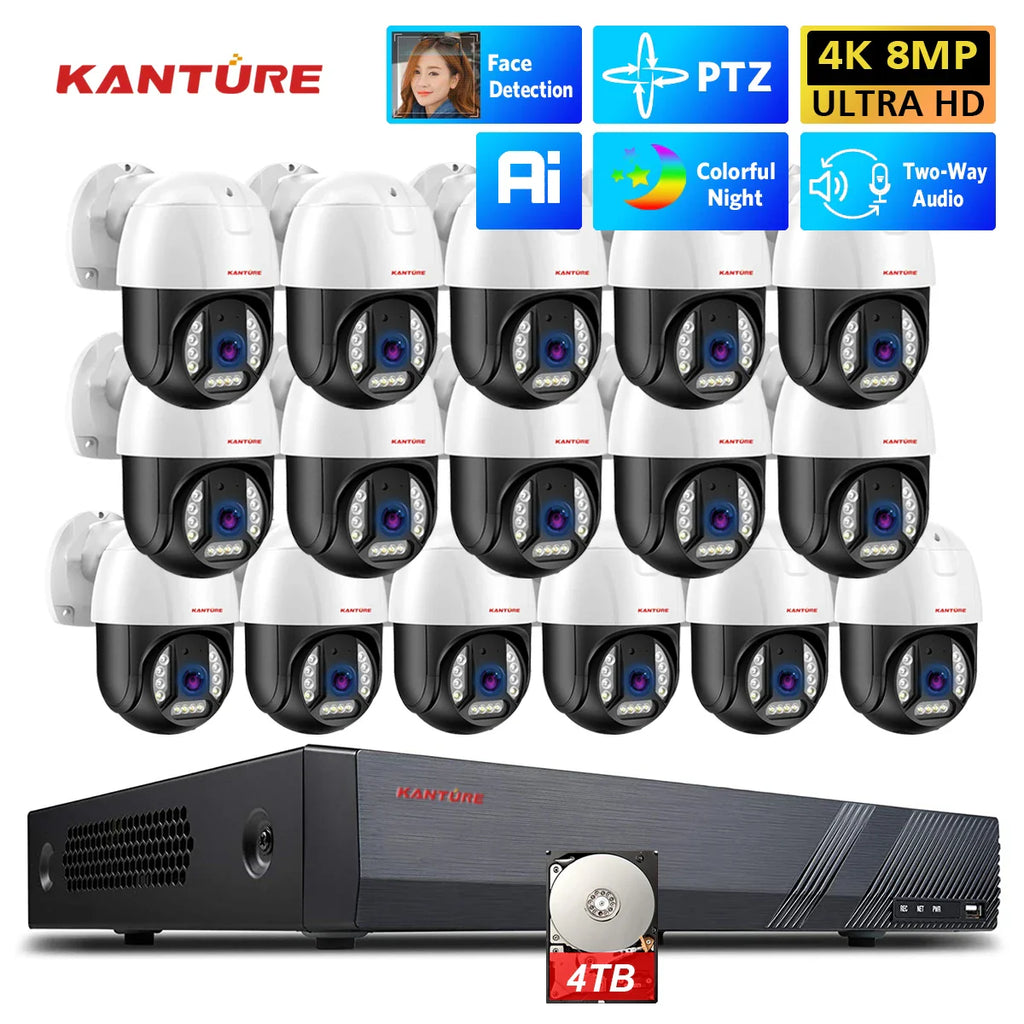 XMEYE 16CH POE NVR Kit 4K PTZ Security Camera System 8MP Ai Face Detect Two Way Audio Waterproof Colorfull Night Vision Camera Lootquake LLC
