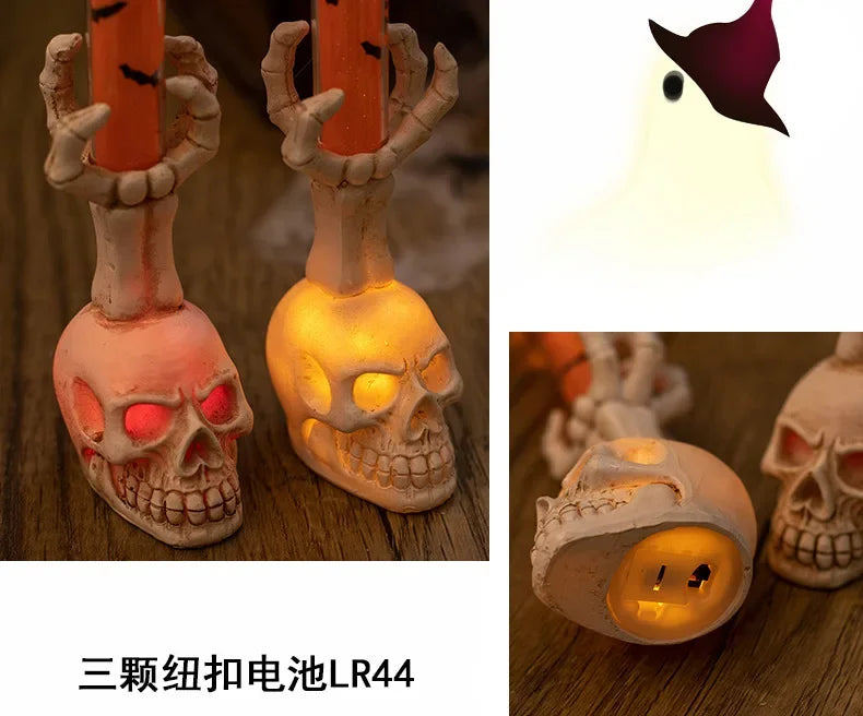 Halloween  Skull Lamp Creative Decor for Spooky Party Unique Skull Candle Lantern Halloween Decoration Spooky Lighting Lootquake LLC