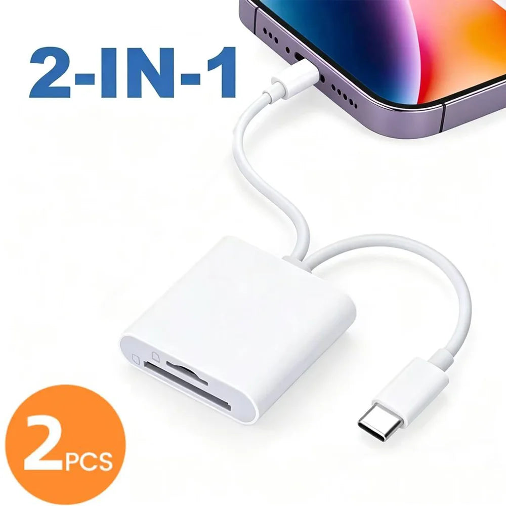 2 In 1 OTG Card Reader Type C Lightning to SD TF Memory Card Adapter For PC Laptop iPhone Multi Smart Cardreader No APP Requires