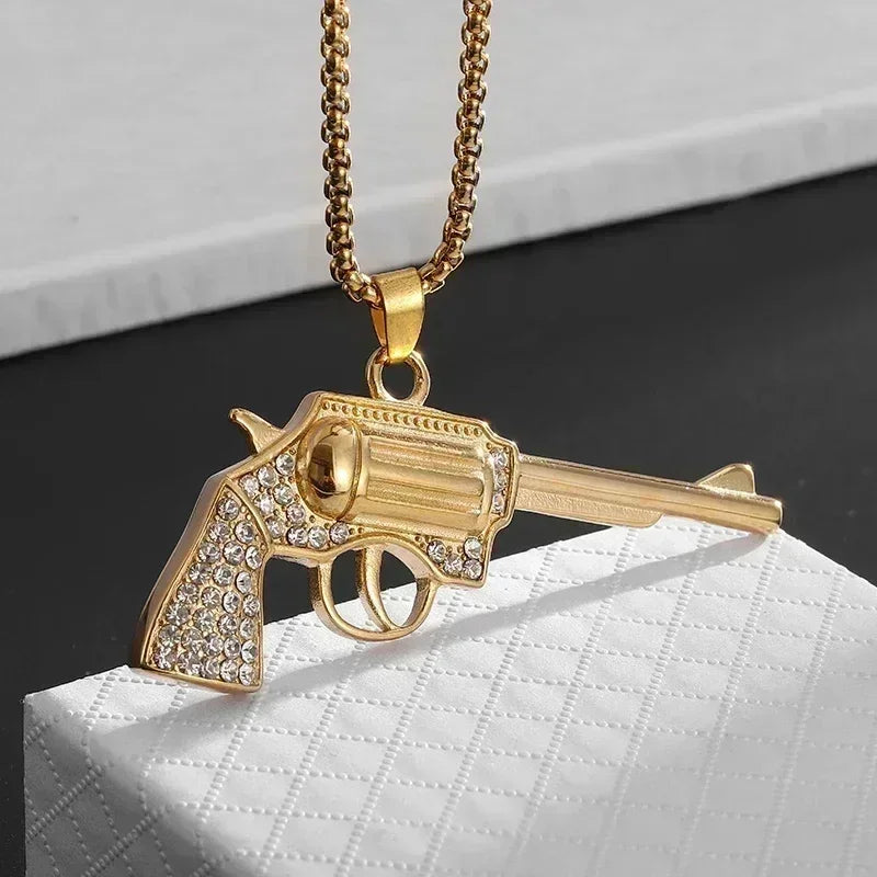 Ice Out Zircon Polite Gesture Middle Finger Necklace Men Women Punk Hip Hop Rap Rock Party Jewelry Gift