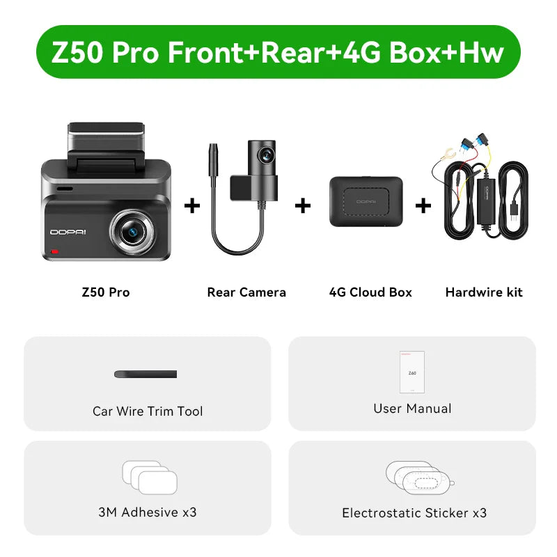 2025 New DDPAI Dash Cam Z50 Pro 4K Car DVR Night Vision 5GHz Wi-Fi GPS ADAS 24h Parking mode Support Front and Rear Camera Lootquake LLC