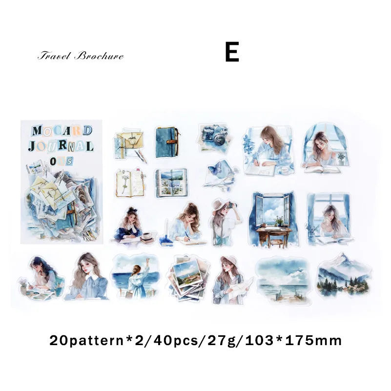 Journamm 40pcs/pack PET Materials Character Sticker DIY Scrapbook Collage Supplies Creative Decor Stationery Aesthetics Stickers Lootquake LLC