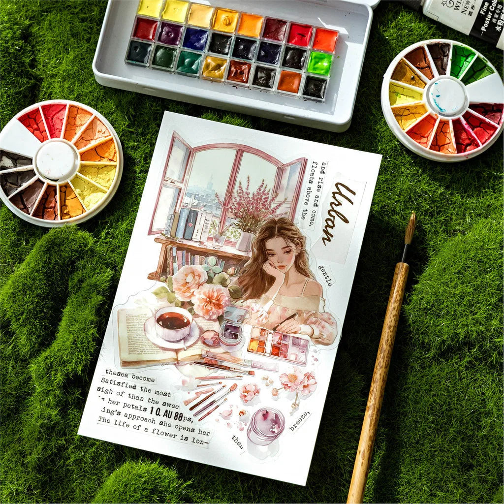 Journamm 40pcs/pack PET Materials Character Sticker DIY Scrapbook Collage Supplies Creative Decor Stationery Aesthetics Stickers Lootquake LLC