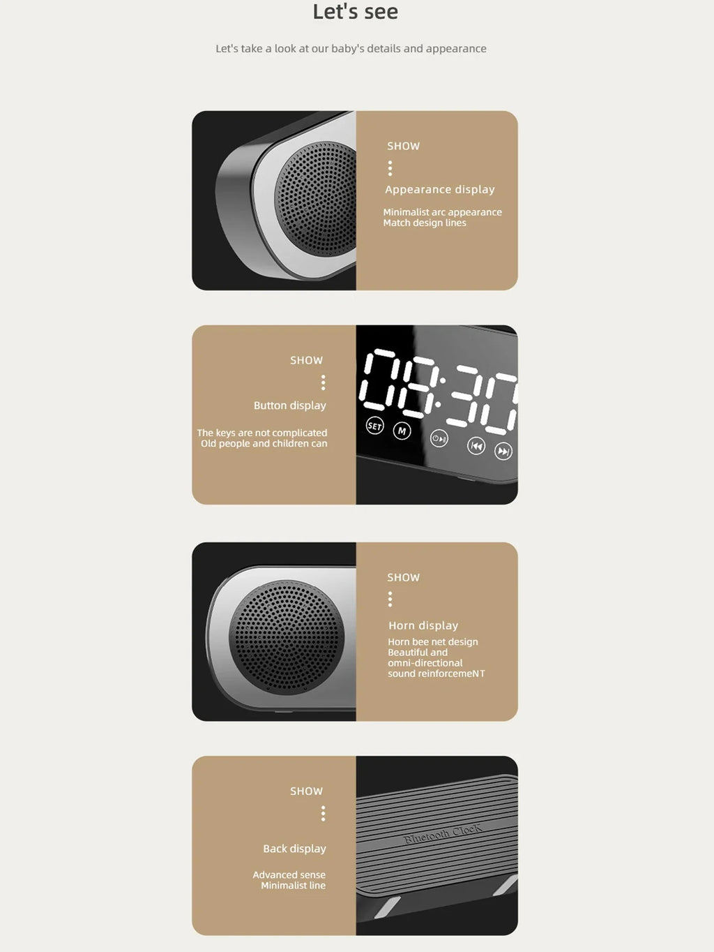 Wireless Bluetooth Speaker, Multi-functional Loud Subwoofer Clock, Mini AI Smart Alarm Clock Speaker Lootquake LLC