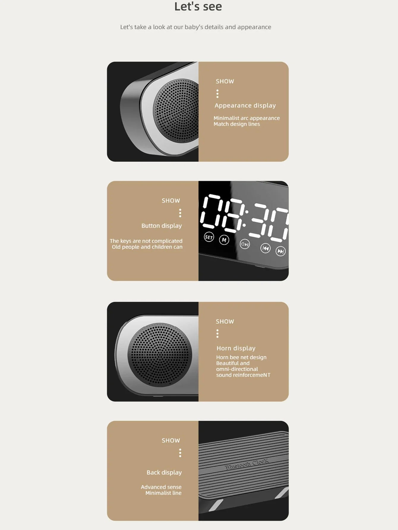 Wireless Bluetooth Speaker, Multi-functional Loud Subwoofer Clock, Mini AI Smart Alarm Clock Speaker Lootquake LLC