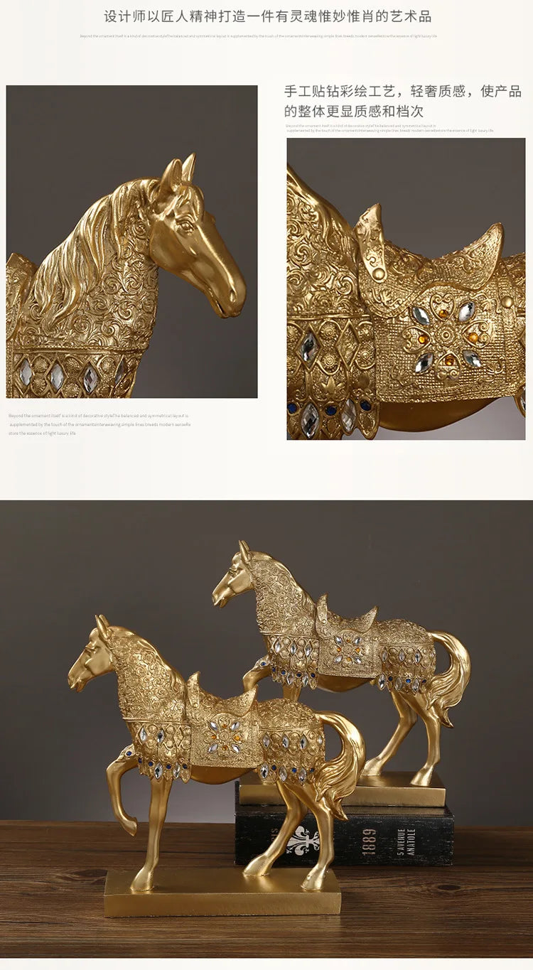 Resin Horse Sculpture, Animal Statue, European Style, Souvenir Gift, Living Room, Office, Study, Desktop Decoration, Gifts