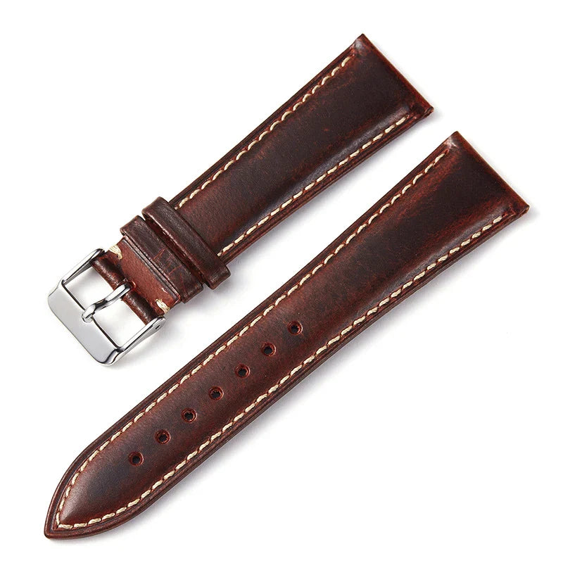 Amazfit Band Vintage Oil Wax Leather Watch Strap Cowhide Buckle