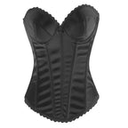 Black White Overbust Corset Top Cotton Bustier with Adjustable Straps Wedding Lingerie Body Shaper Underwear